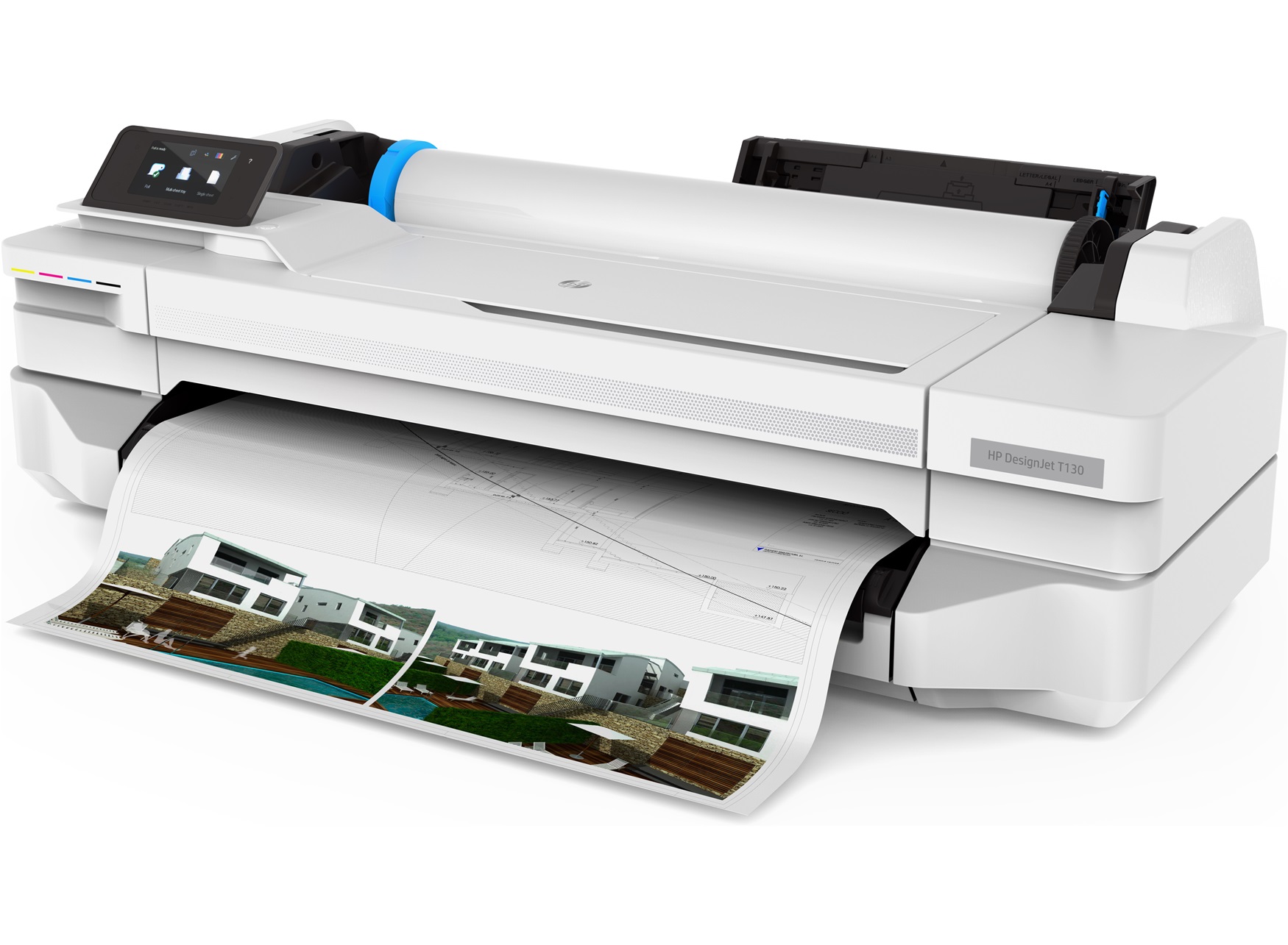 HP DesignJet T130 A1 Plotter 4 Colour CAD & General Purpose Technical Printer - 5ZY58A