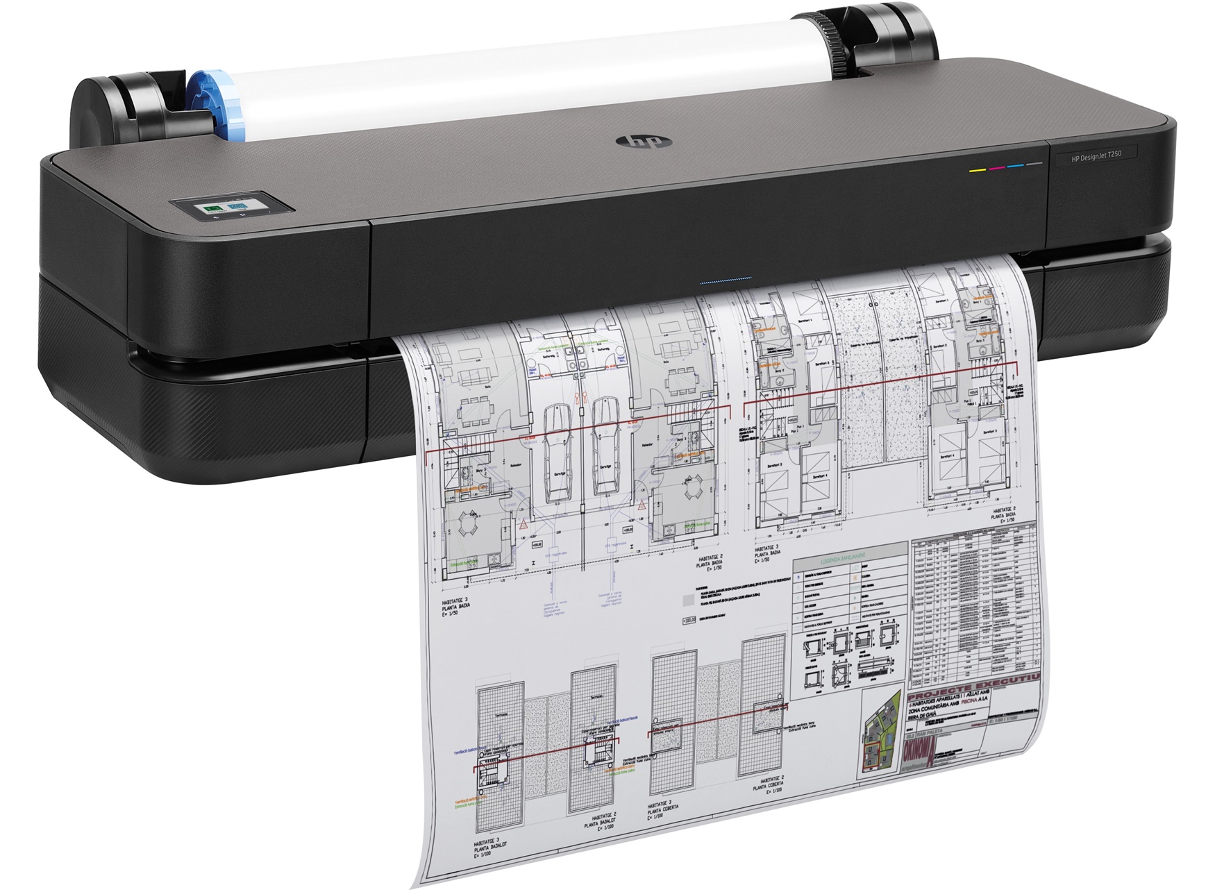 HP DesignJet T250 Printer 24" inch A1 Plotter 4 Colour CAD & General Purpose Technical Printer - 5HB06A