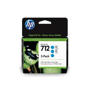 3ED77A HP 712 3-Ink Cartridge Cyan Multipack - 29ml x 3