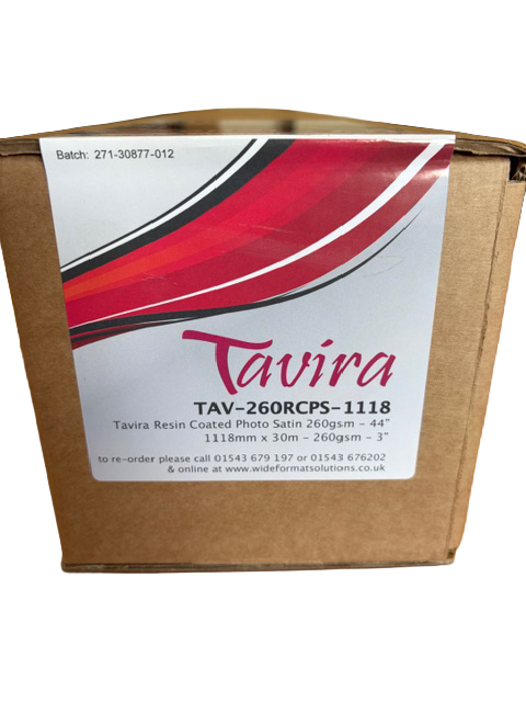 TAVIRA RESIN COATED PHOTO SATIN PAPER - 260GSM - 1118MM X 30M - LABEL