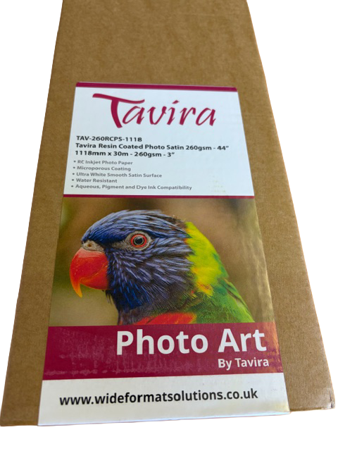 TAVIRA RESIN COATED PHOTO SATIN PAPER - 260GSM - 1118MM X 30M - LABEL