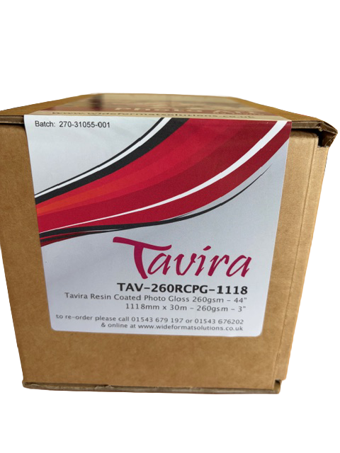 TAVIRA RESIN COATED PHOTO GLOSS PAPER - 260GSM - 1118MM X 30M - LABEL