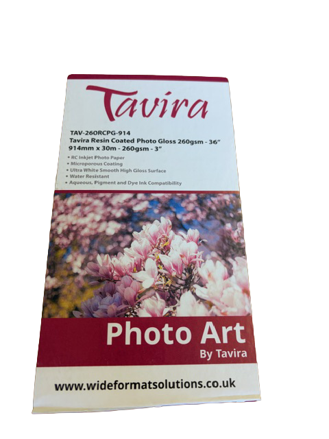 TAVIRA RESIN COATED PHOTO GLOSS PAPER - 260GSM - 914MM X 30M - LABEL