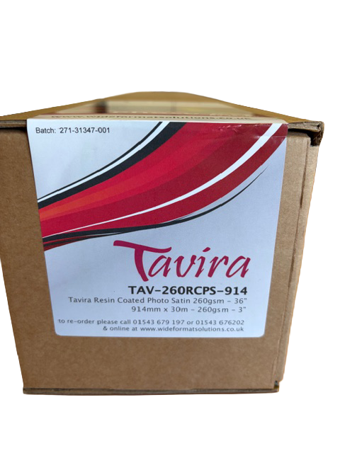 TAVIRA RESIN COATED PHOTO SATIN PAPER - 260GSM - 914MM X 30M - LABEL