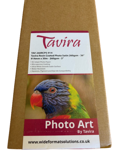 TAVIRA RESIN COATED PHOTO SATIN PAPER - 260GSM - 914MM X 30M - LABEL