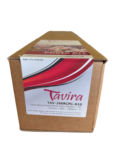 TAVIRA RESIN COATED PHOTO GLOSS PAPER - 260GSM - 610MM X 30M - LABEL