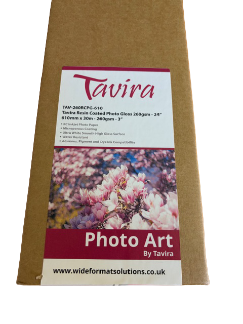 TAVIRA RESIN COATED PHOTO GLOSS PAPER - 260GSM - 610MM X 30M - LABEL