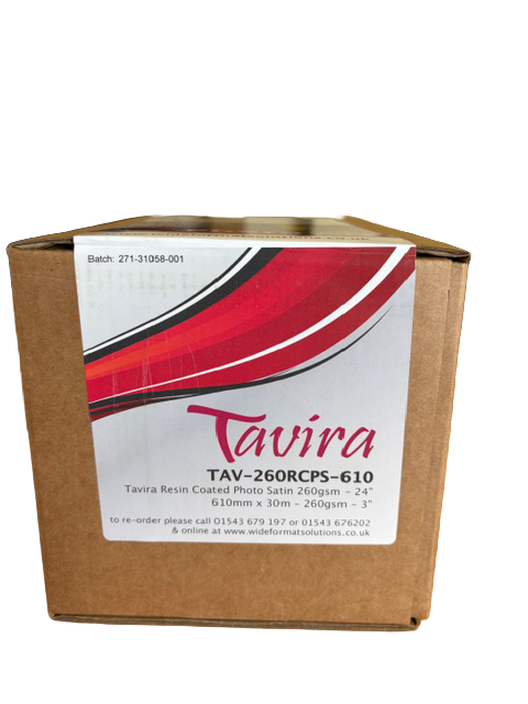 TAVIRA RESIN COATED PHOTO SATIN PAPER - 260GSM - 610MM X 30M - LABEL