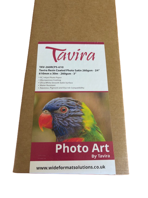 TAVIRA RESIN COATED PHOTO SATIN PAPER - 260GSM - 610MM X 30M - LABEL